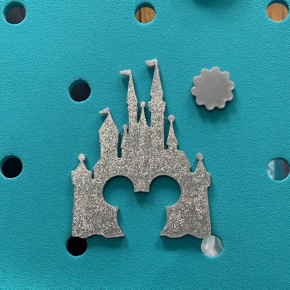 Glittery Silver Mickey Mouse Castle Bogg Charm-Disney Bogg Charm-New!